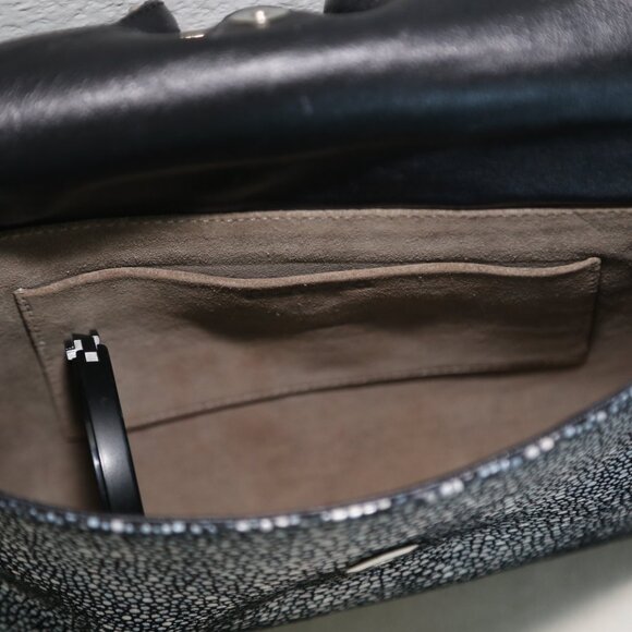 90s PANTERA made in Mexico Goat leather stingray print calf suede lining CLUTCH - Picture 8 of 8